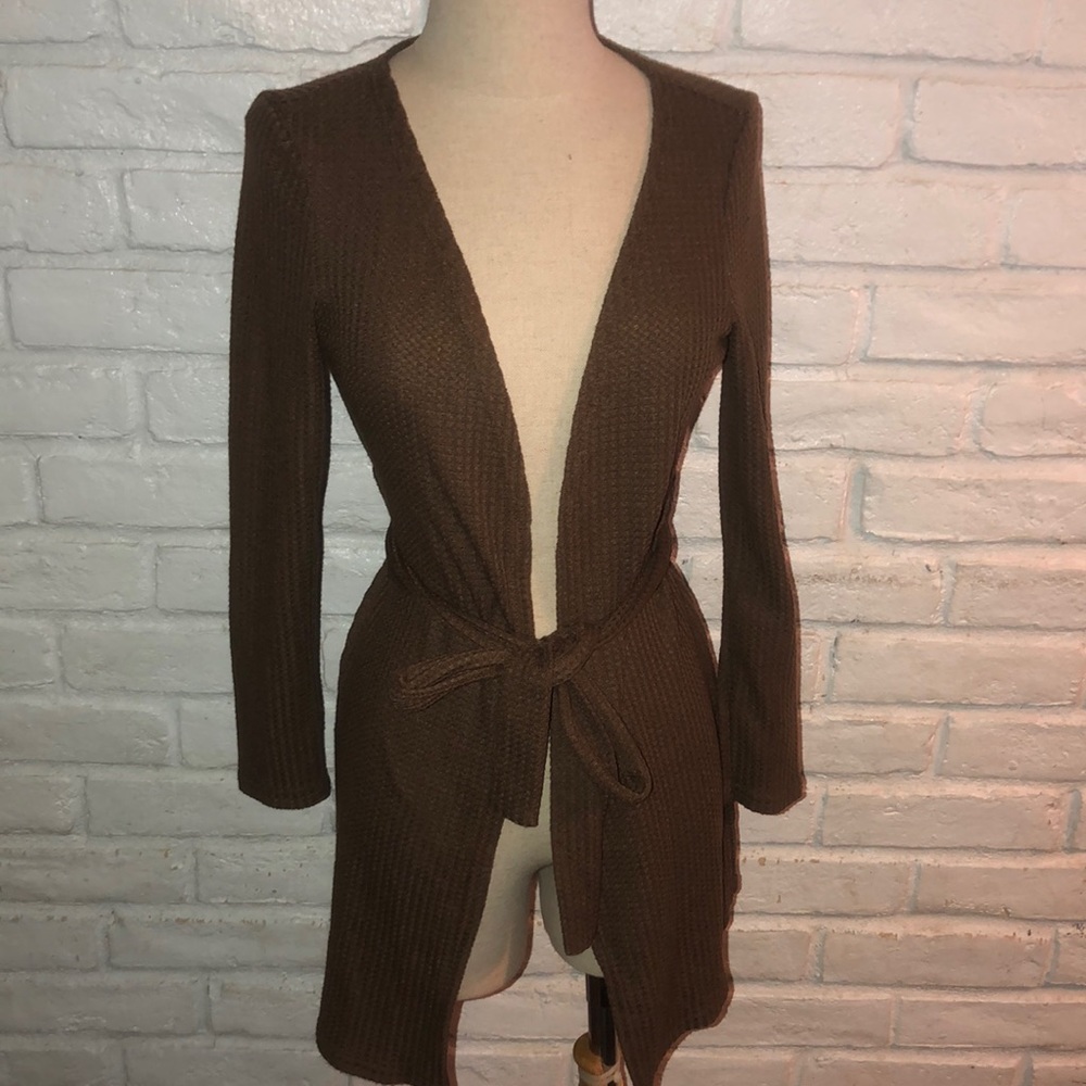 Woman Brown Cardigan with belt - S